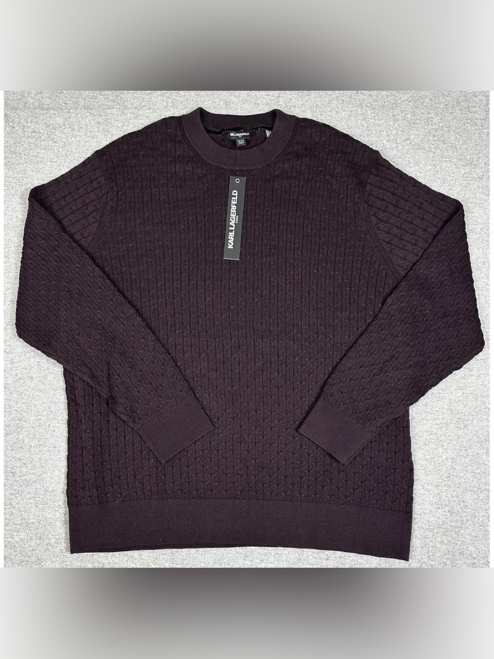 Karl Lagerfeld Men’s Cable Knit Crewneck Sweater - SIZE LARGE